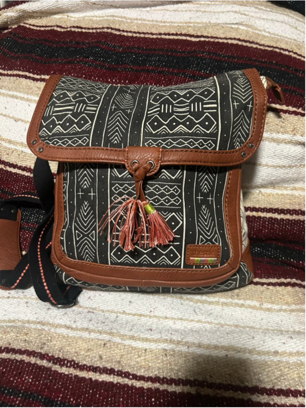 Women's The Sak Crossbody Bag One Size Black Brown Tribal Print